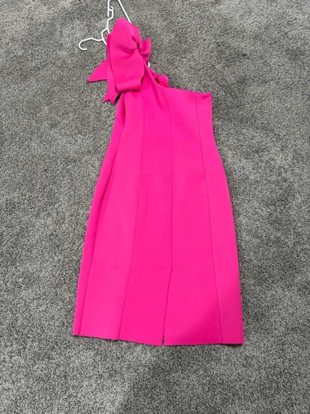 Eliza J One-Shoulder Ruffle Sheath Dress in Hot Pink - Picture 2 of 3